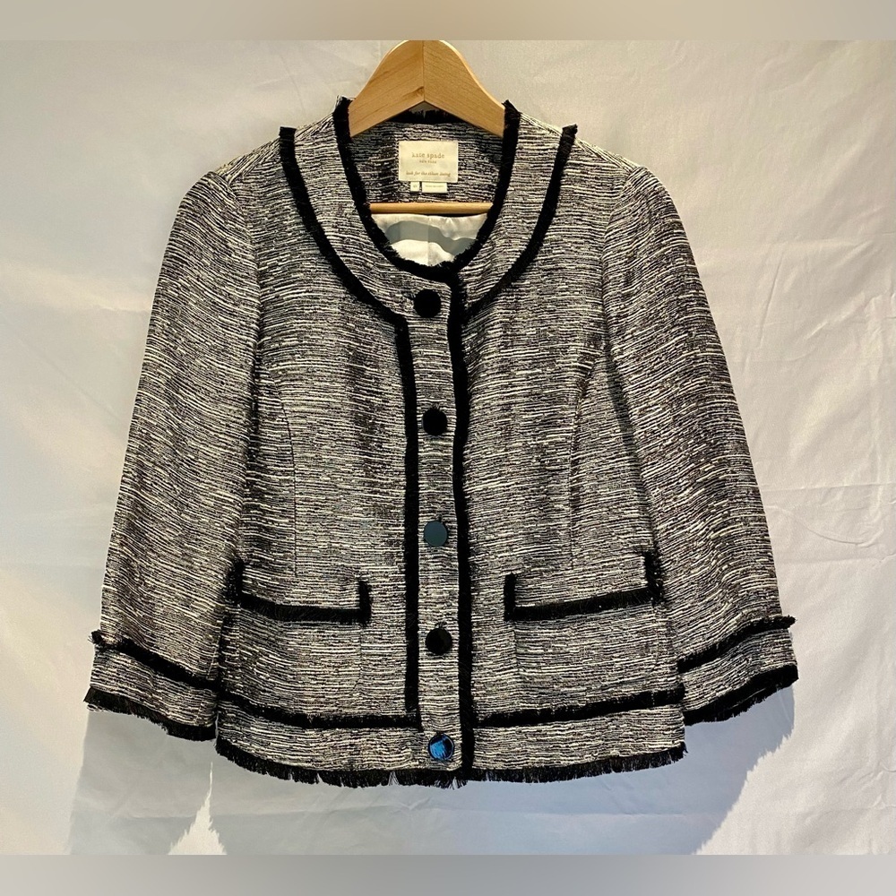 Kate Spade New York Carine Fringe-trim Jacket, size 10